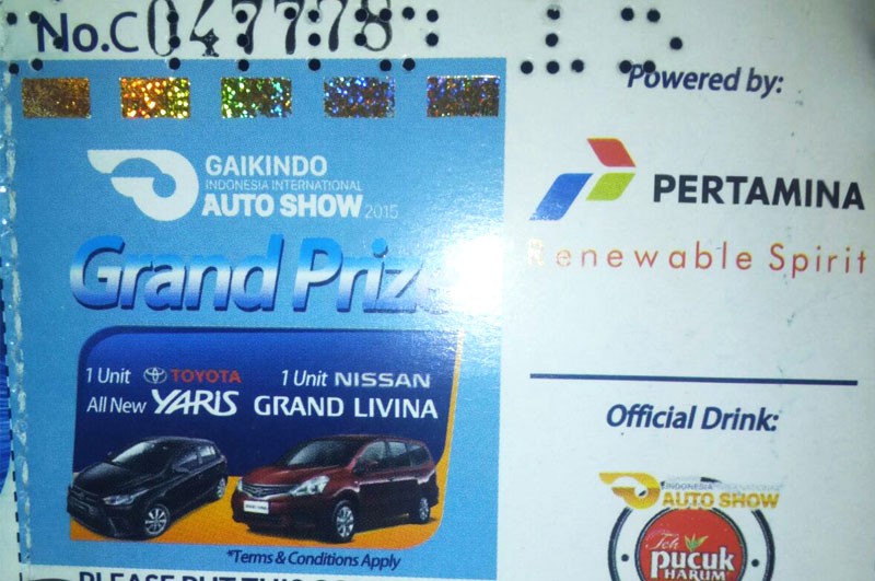 Tiket GIIAS 2015 Berhadiah Mobil Yaris dan Livina