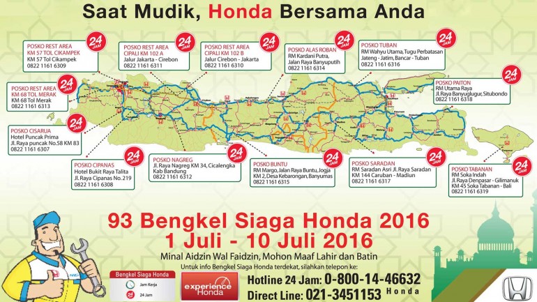 Honda Dirikan 93 Titik Layanan bagi Pemudik